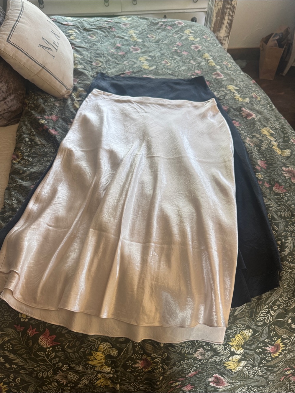 Vince Metallic Blush A-Line and black Midi Skirt bundle